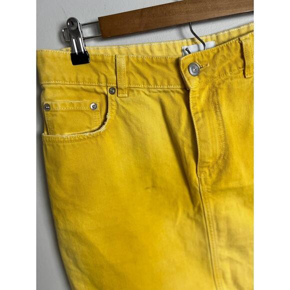 Ganni Shiloh Yellow Denim Mini Skirt High Waist Casual Festival Size 8 Women’s - Picture 5 of 8